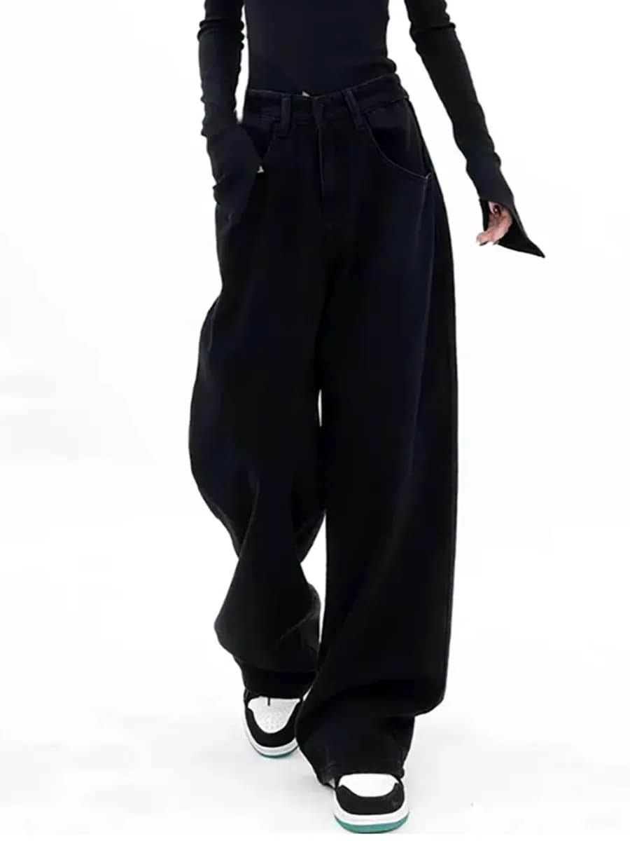 Джинсы бойфренды y2k широкие багги BAGGY черные