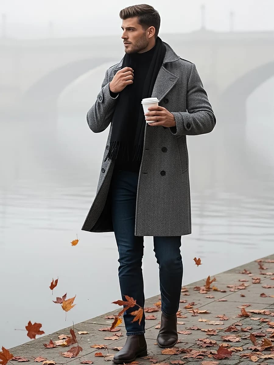 Пальто классическое длинное с поясом