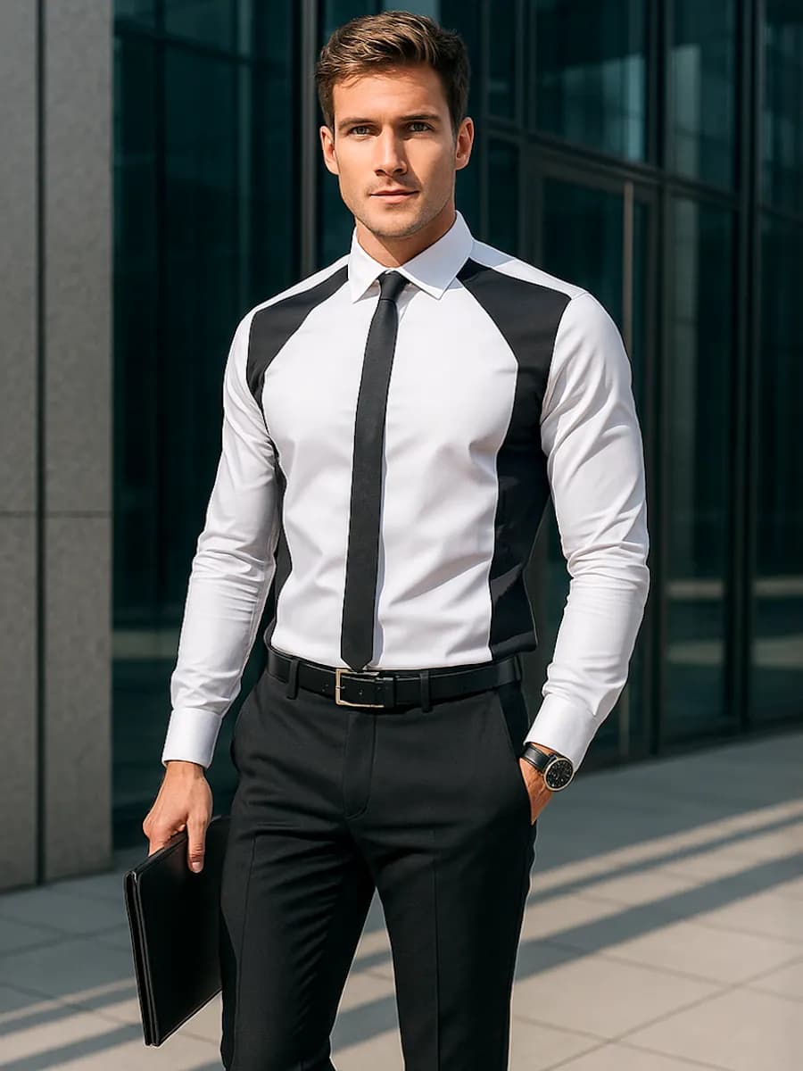 Рубашка классическая с вставками приталенная