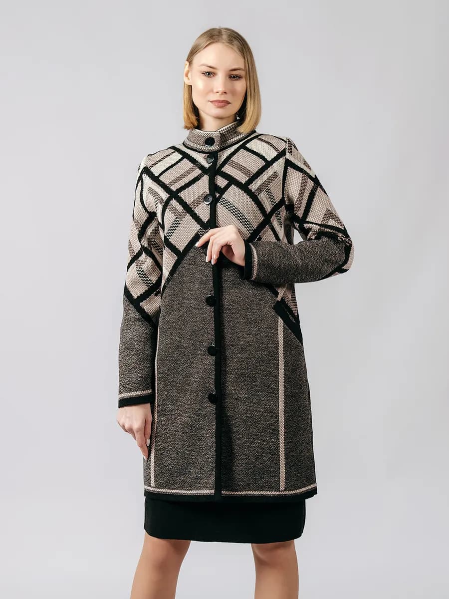 Кардиган вязаный удлиненный на пуговицах больших размеров