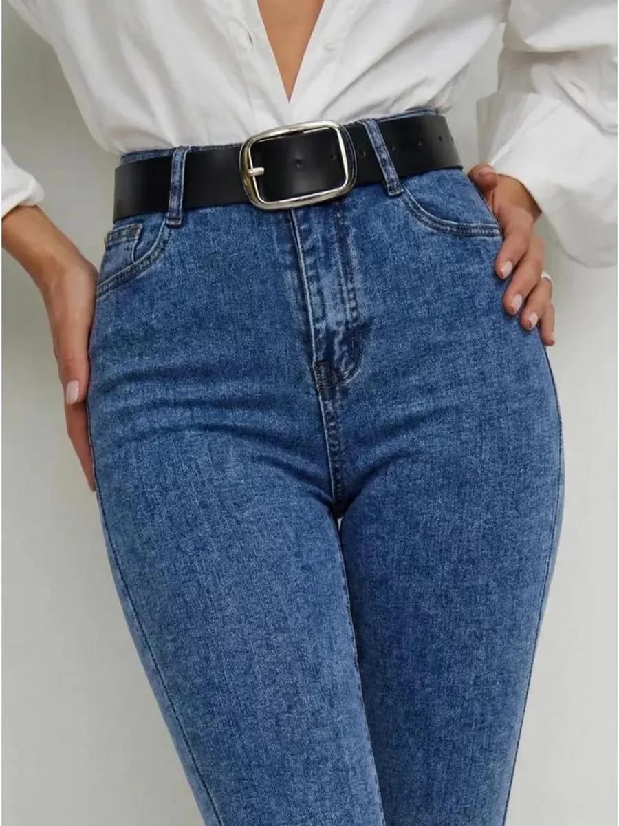 Джинсы скинни с высокой посадкой зауженные стрейч