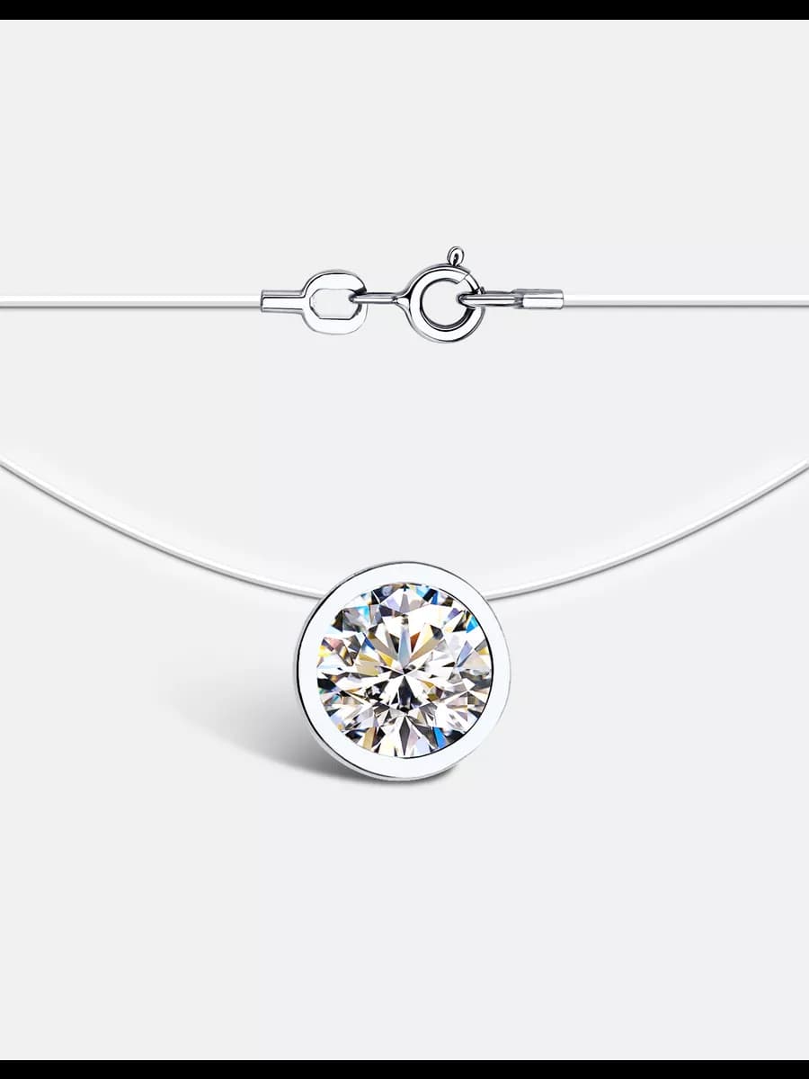 Колье с фианитом серебро