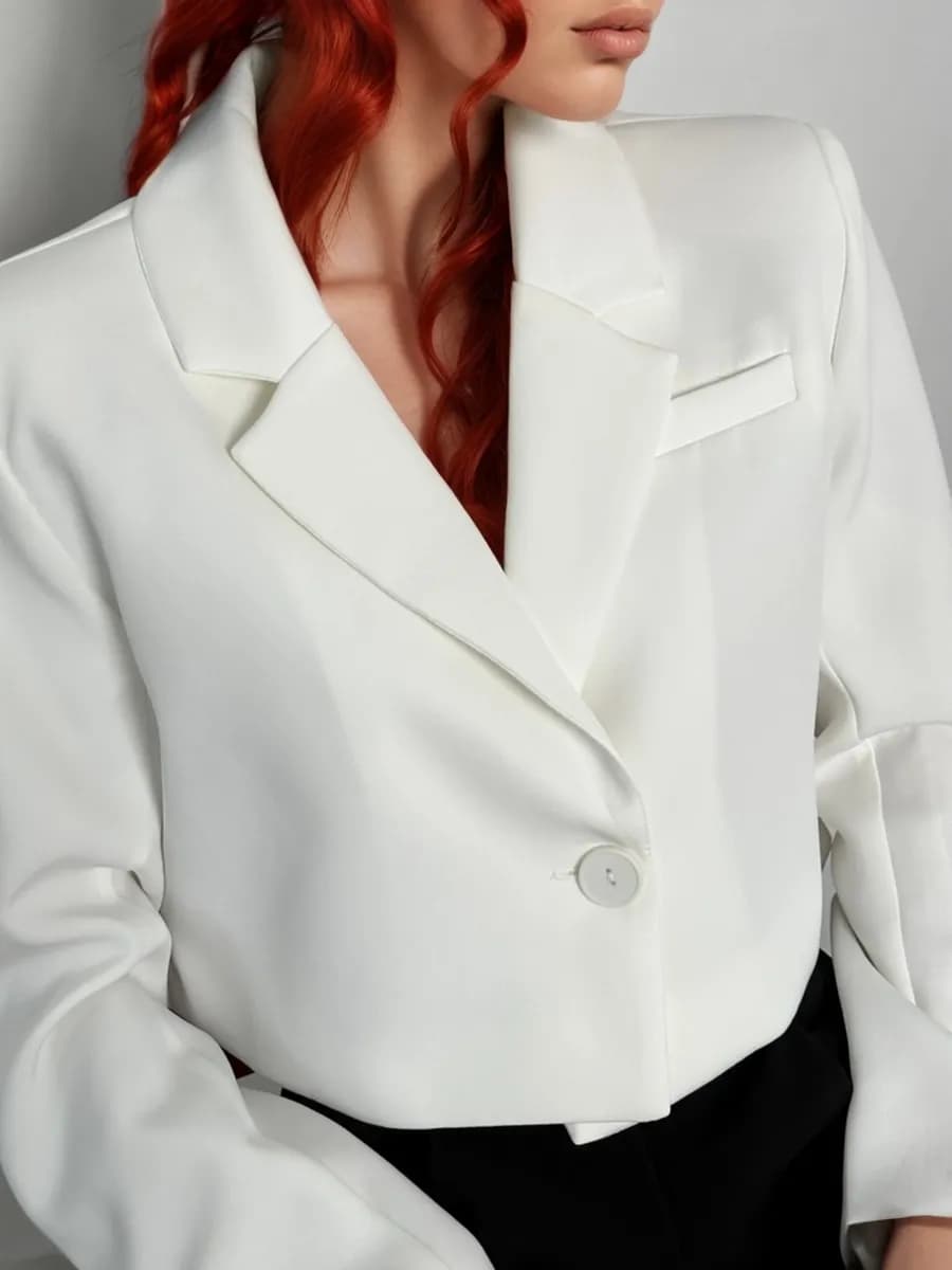 Пиджак оверсайз жакет укороченный блейзер белый