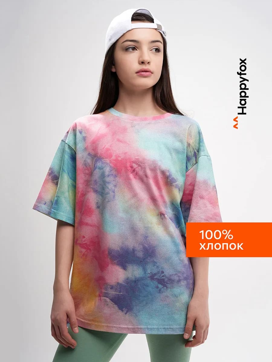 Футболка оверсайз тай-дай детская хлопковая