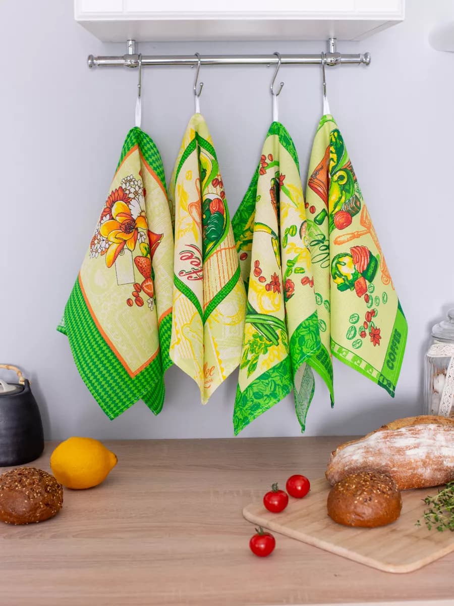 Кухонные полотенца набор с петелькой хлопковые 4 шт - фото 1