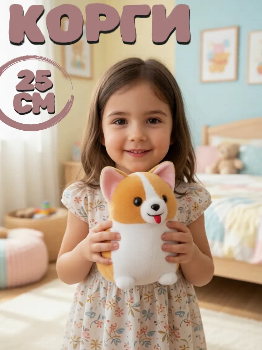 Мягкая игрушка собака Корги 25 см
