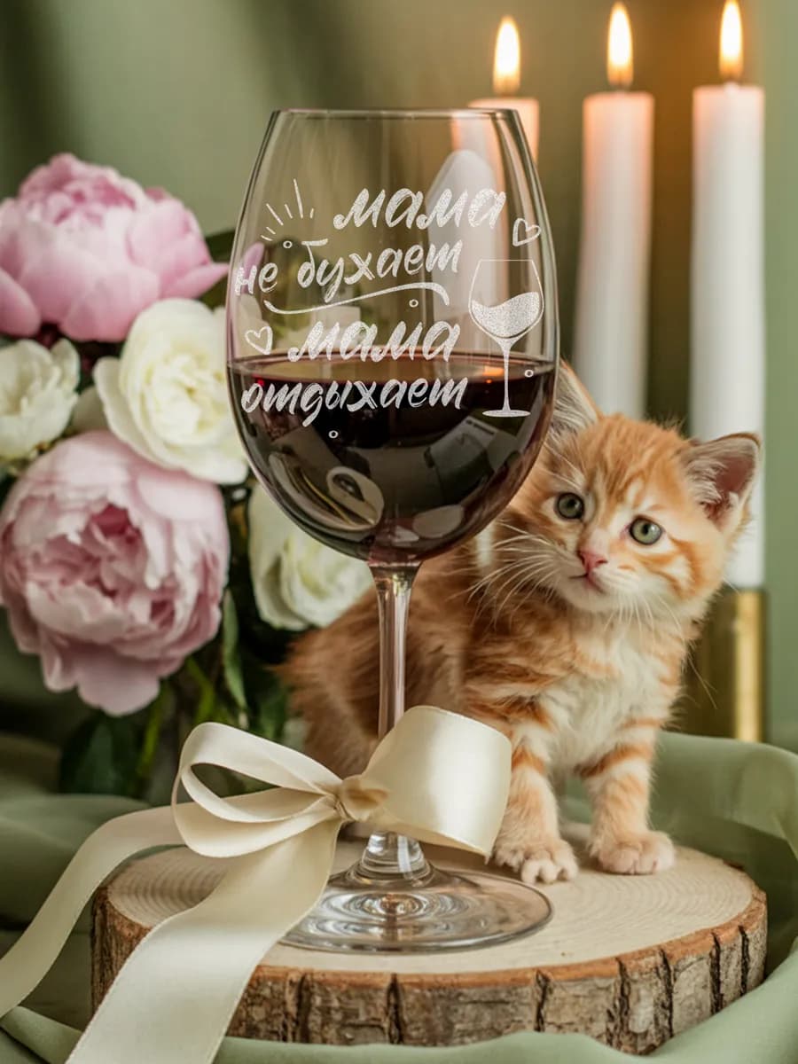 Бокал винный подарок Мама не бухает