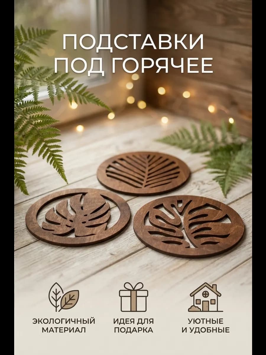 Подставки под горячее дерево круглая