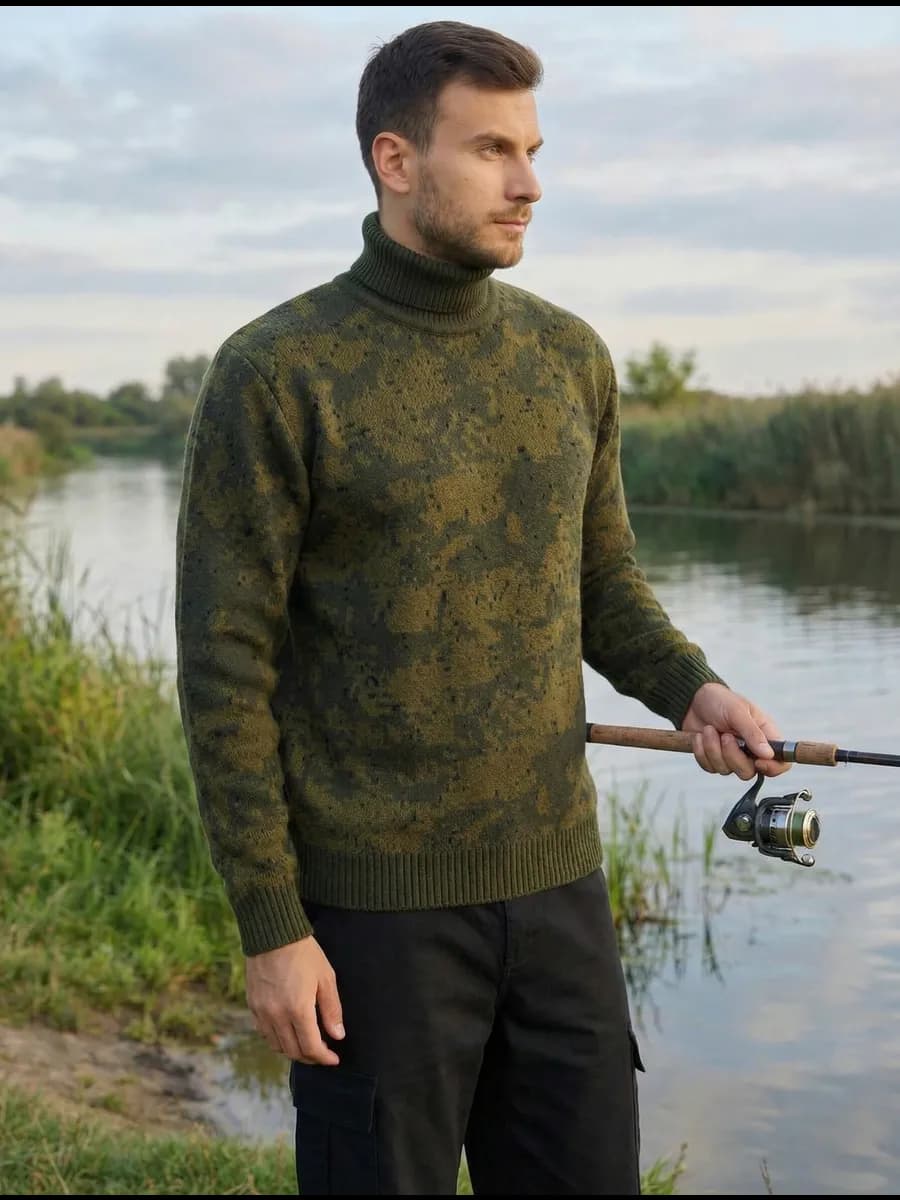 Свитер-Джемпер вязаный камуфляж подарок на 23 февраля