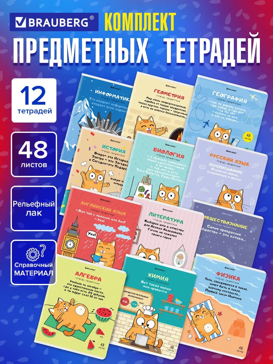 Тетради предметные набор 48 листов 12 Предметов, для школы