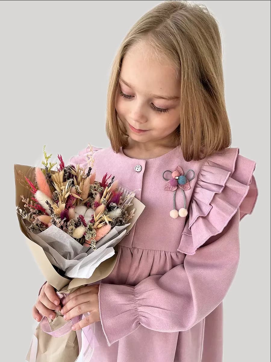 Платье нарядное с длинным рукавом в садик