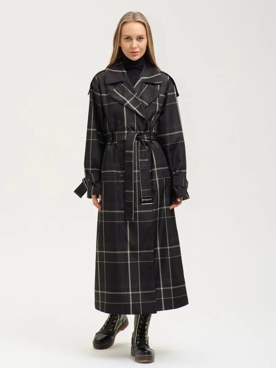 Тренч длинный оверсайз, плащ удлиненный с поясом