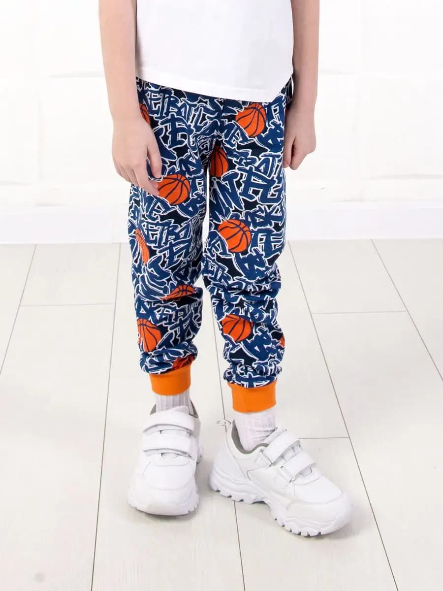 Брюки домашние трикотажные с манжетами в садик