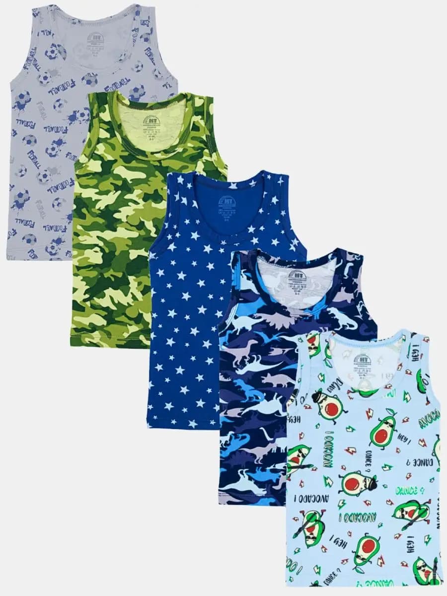 Майка детская для мальчиков комплект 5 шт с принтом