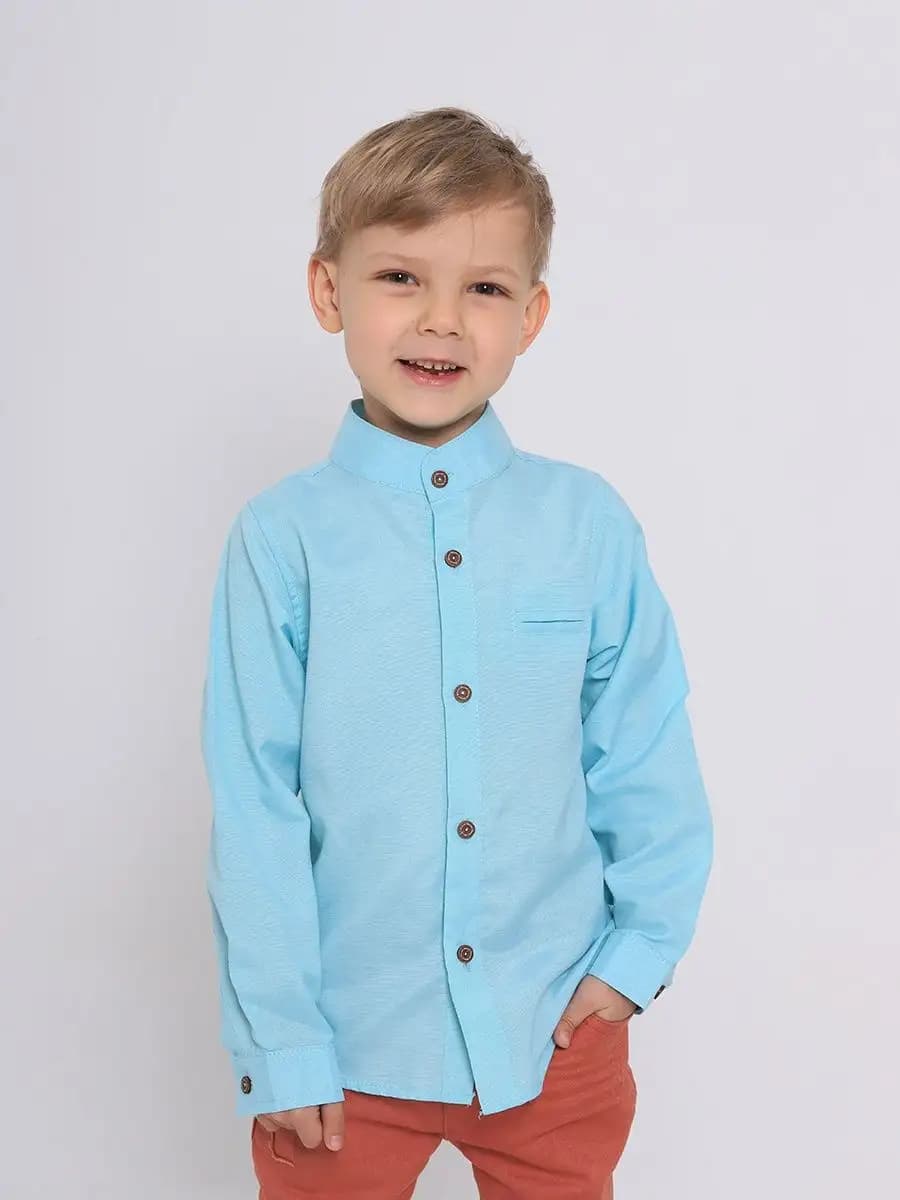 Рубашка праздничная в сад для малыша голубая