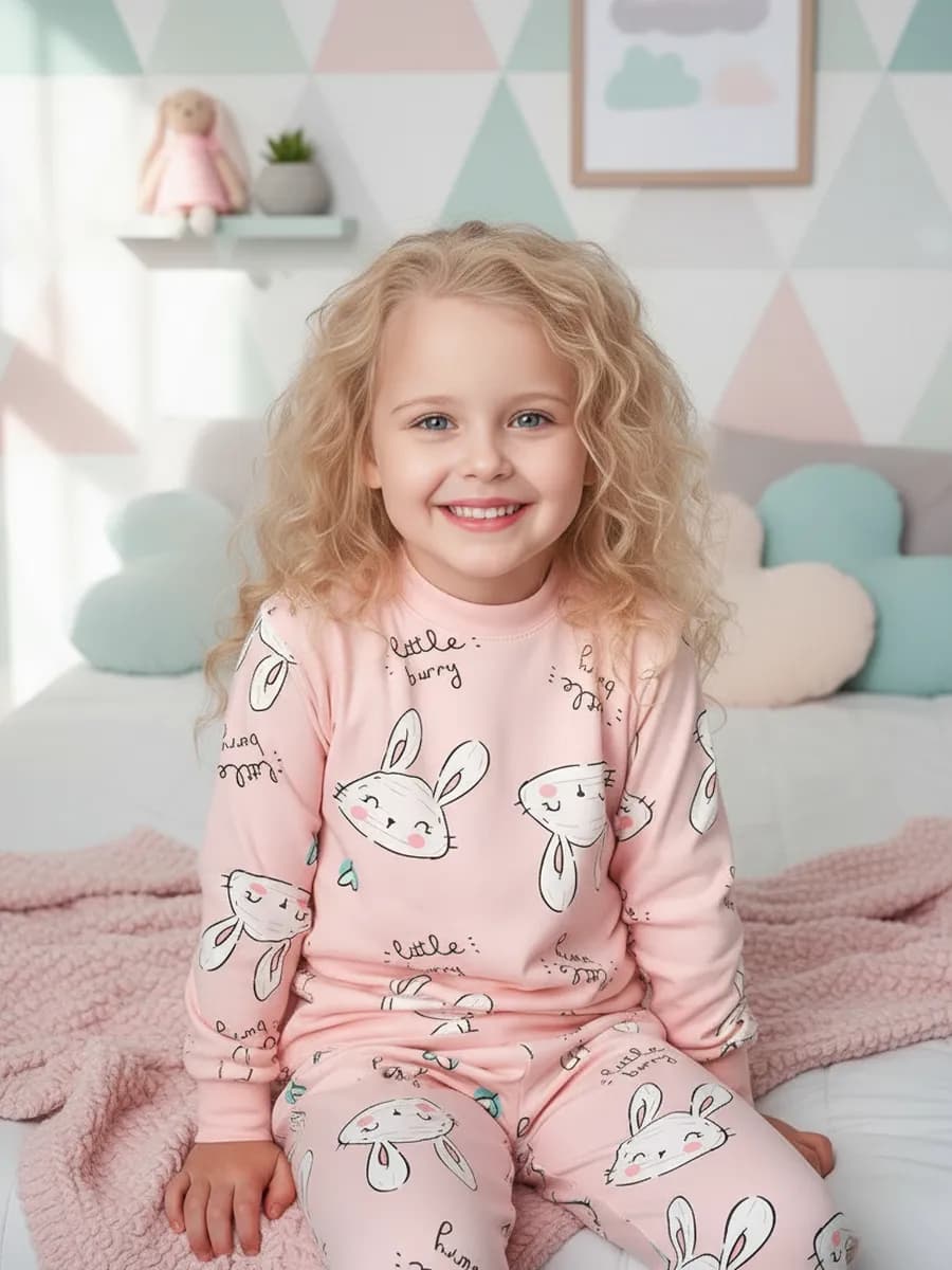 Детская пижама со штанами с зайчиками