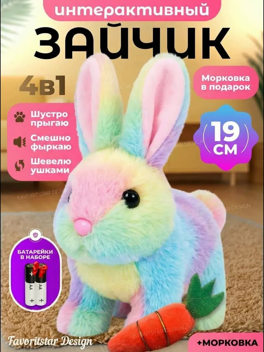 Интерактивная игрушка заяц на батарейках