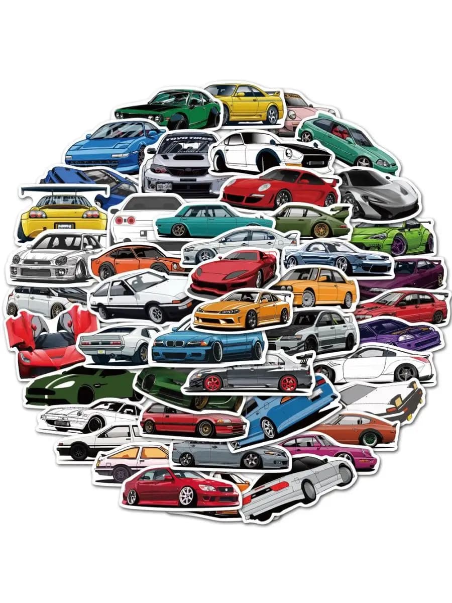 Наклейки стикеры машинки на телефон ноутбук пенал