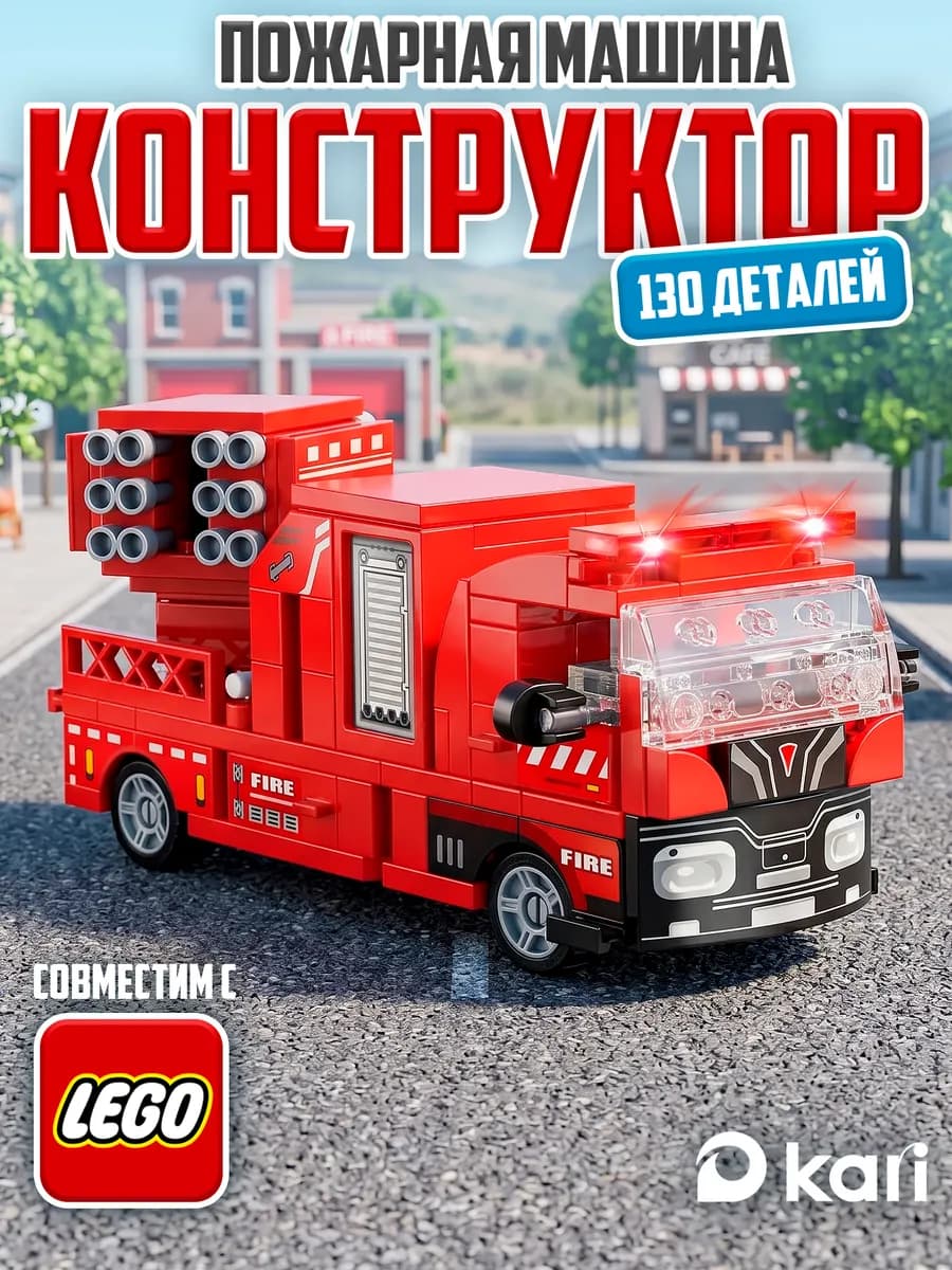 Конструктор пластиковый для детей, Пожарная Машина