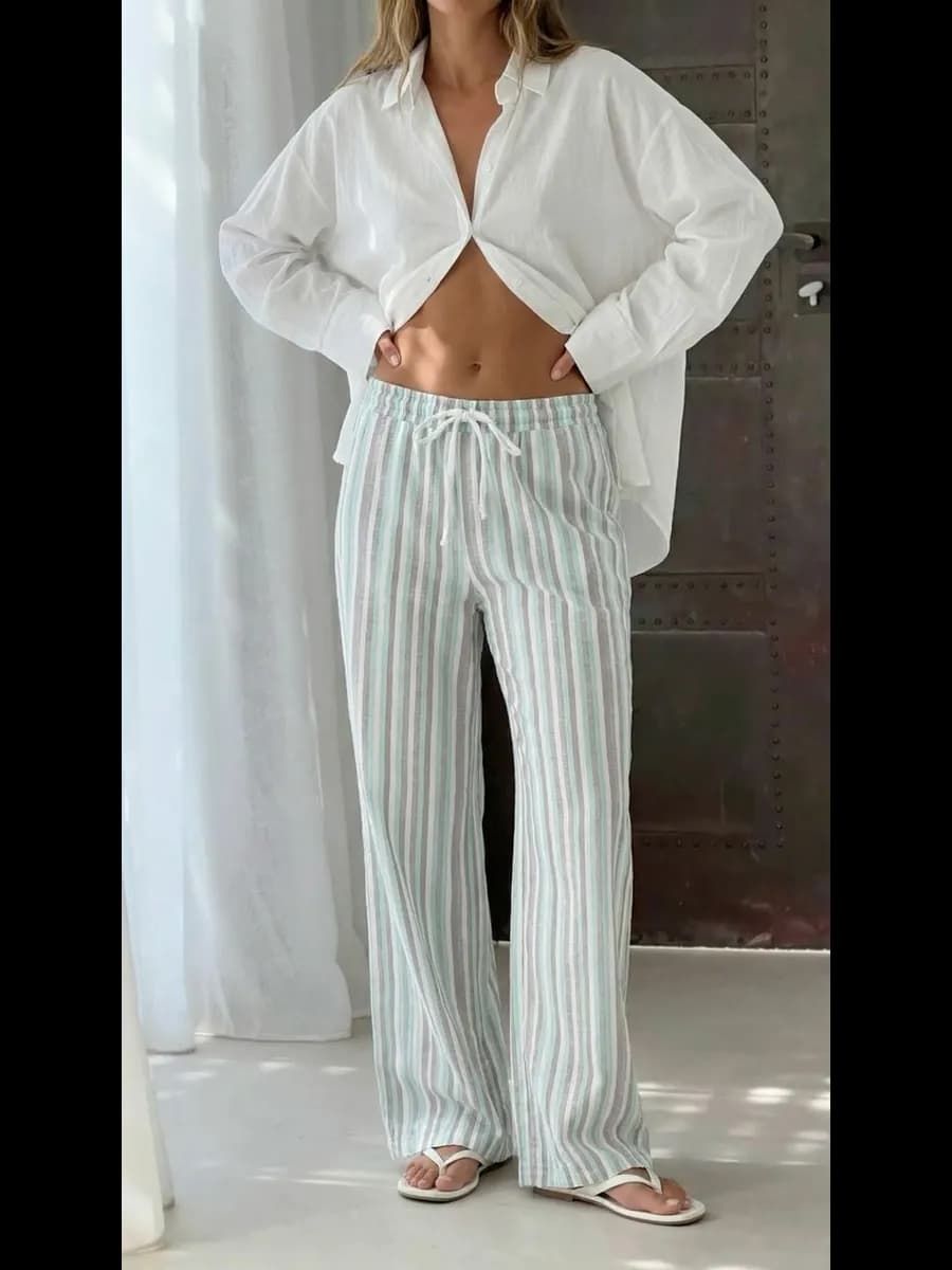 Брюки домашние летние на резинке пижамные