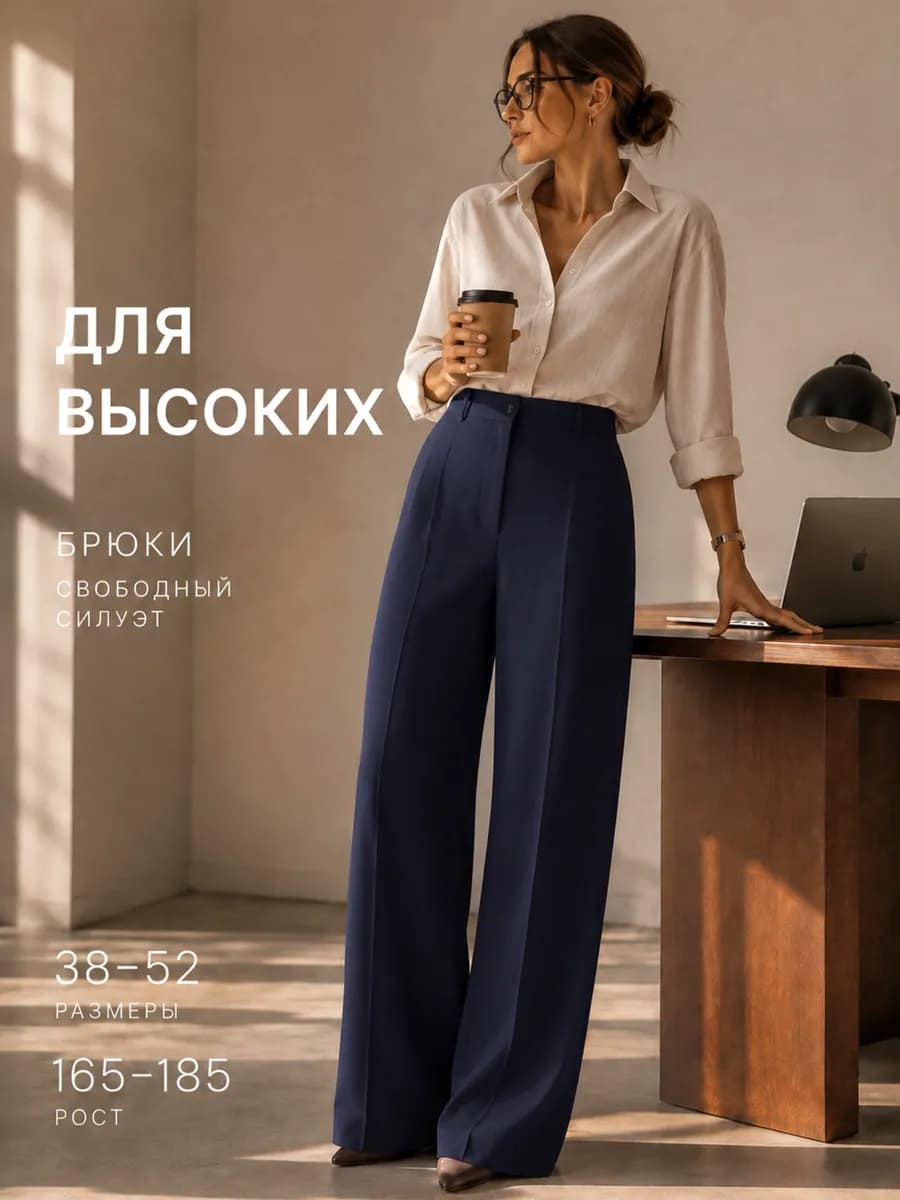 Брюки палаццо классические с высокой посадкой