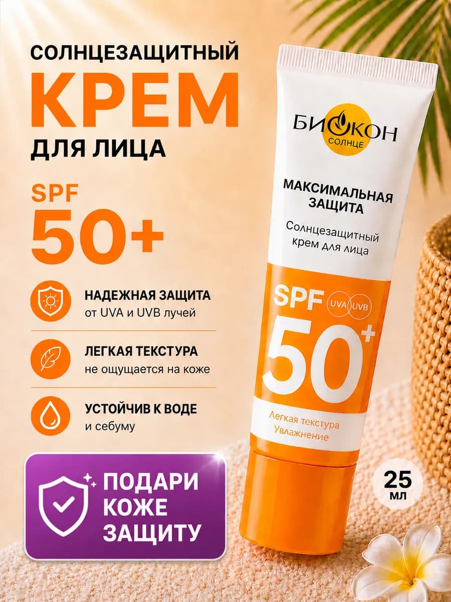 Солнцезащитный крем для лица SPF 50 25 мл