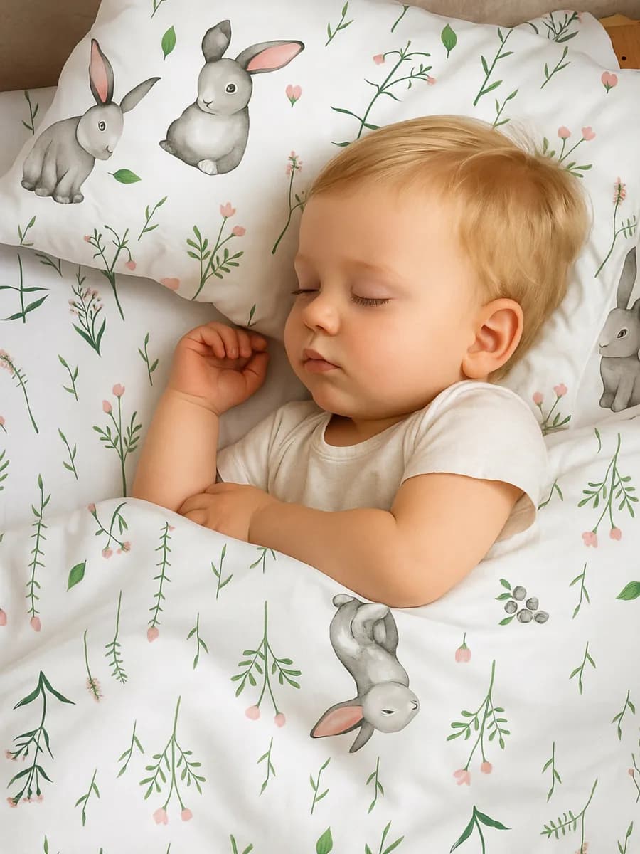 Постельное белье для новорожденных 120х60, Зайки kids