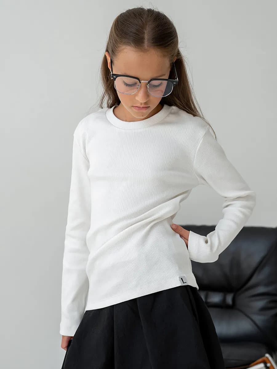 Белый лонгслив детский в школу