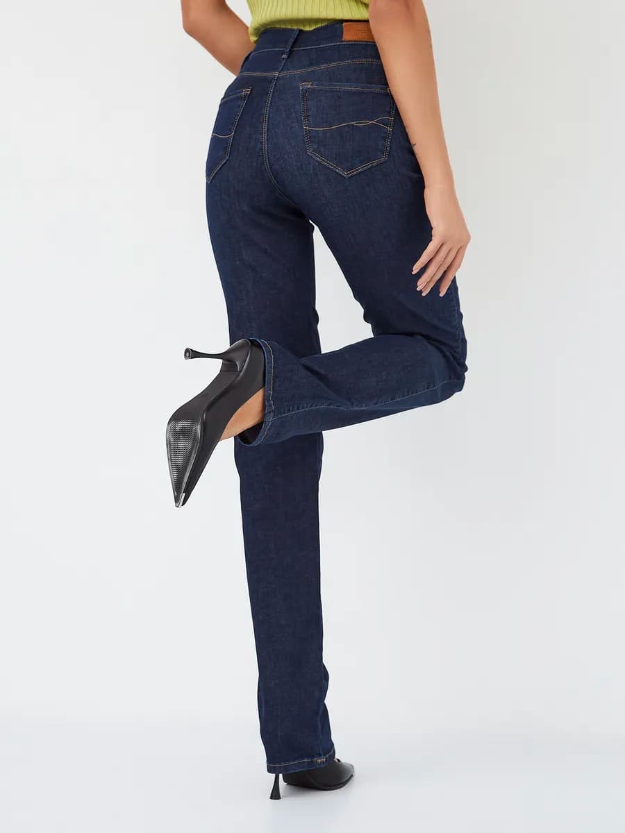 Джинсы прямые классические с высокой посадкой стрейч