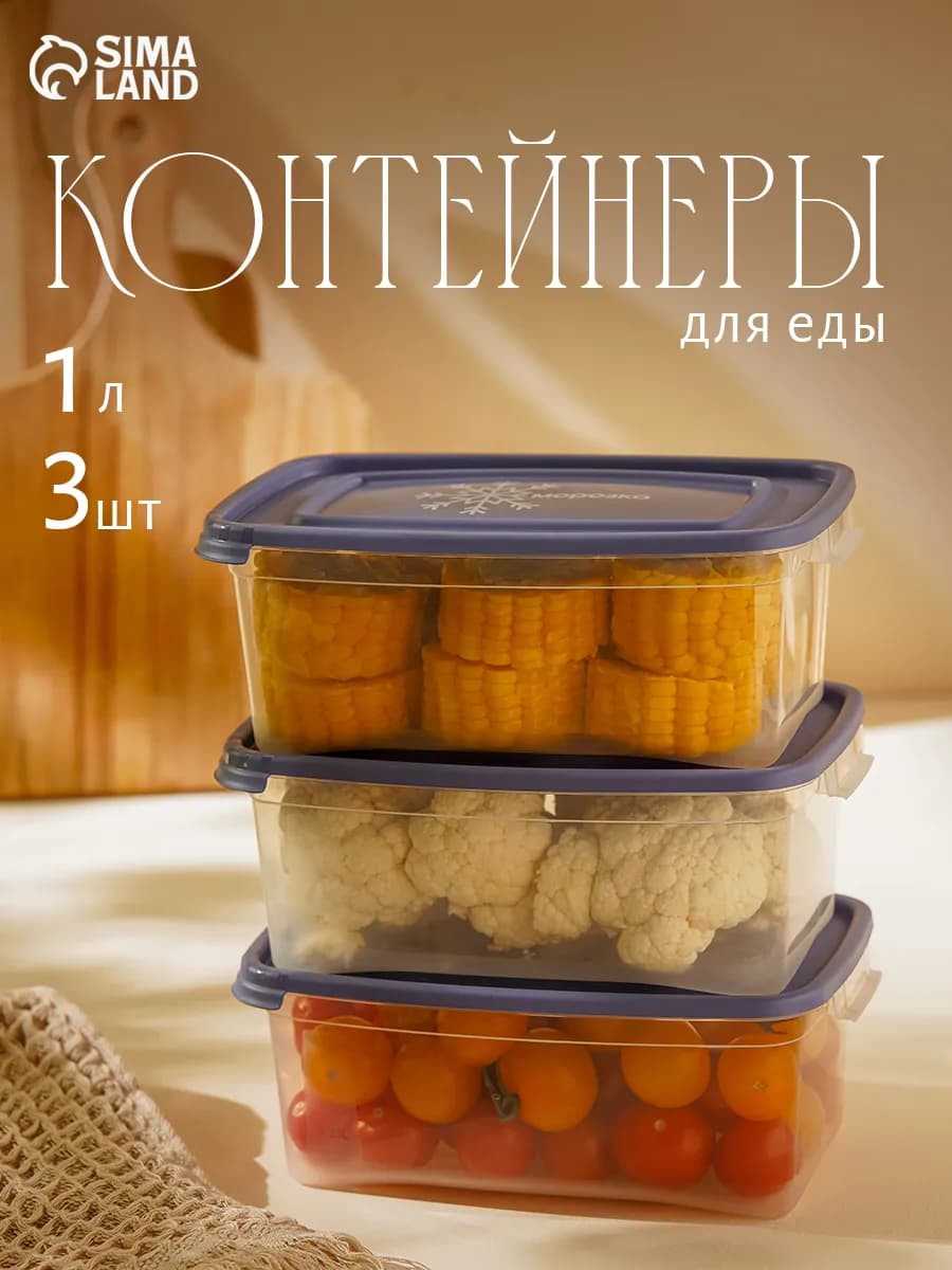 Набор контейнеров пищевых "Морозко", 1 л, 3 шт