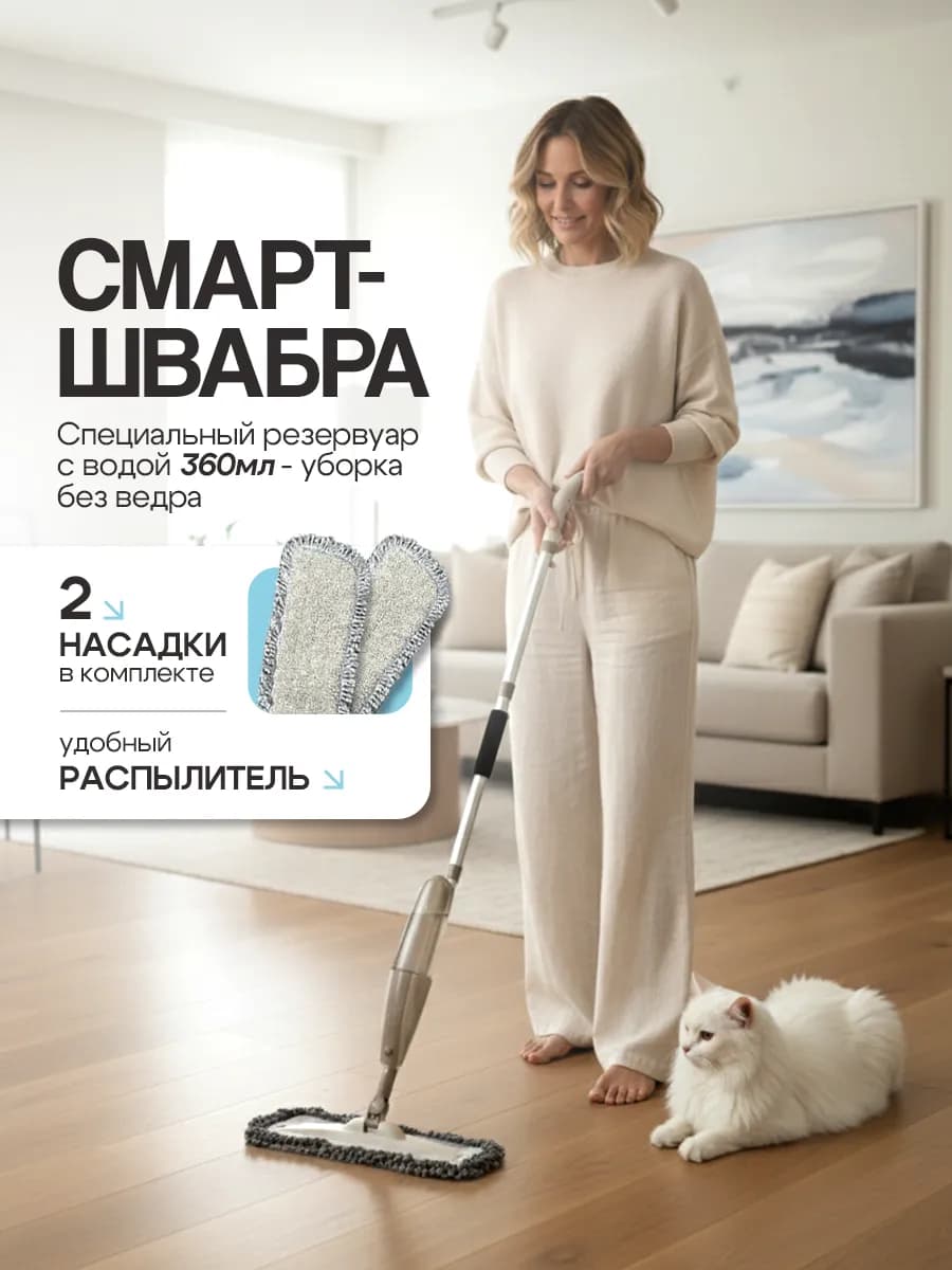 Швабра с распылителем, 2 насадки