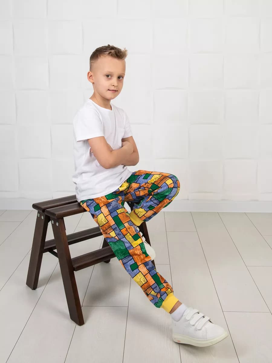 Брюки домашние трикотажные с манжетами в садик