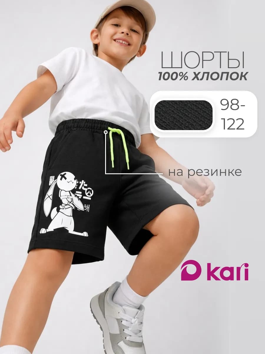 Шорты для мальчика черные с принтом