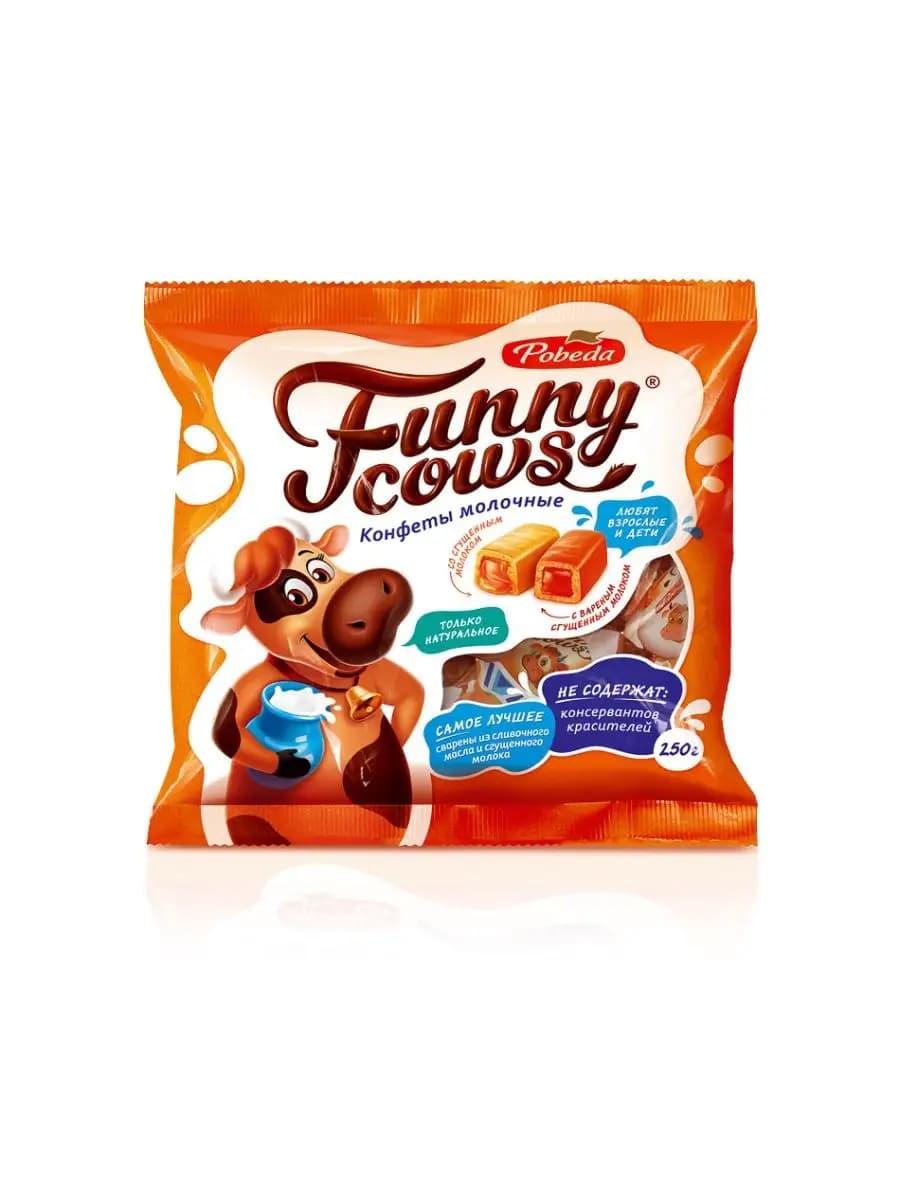 Конфеты молочные "Funny Cows", 250г