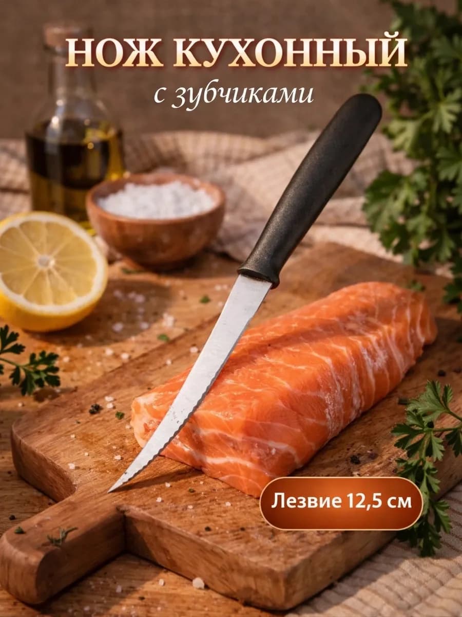 Нож кухонный с зубчиками для овощей и фруктов, 12.5 см