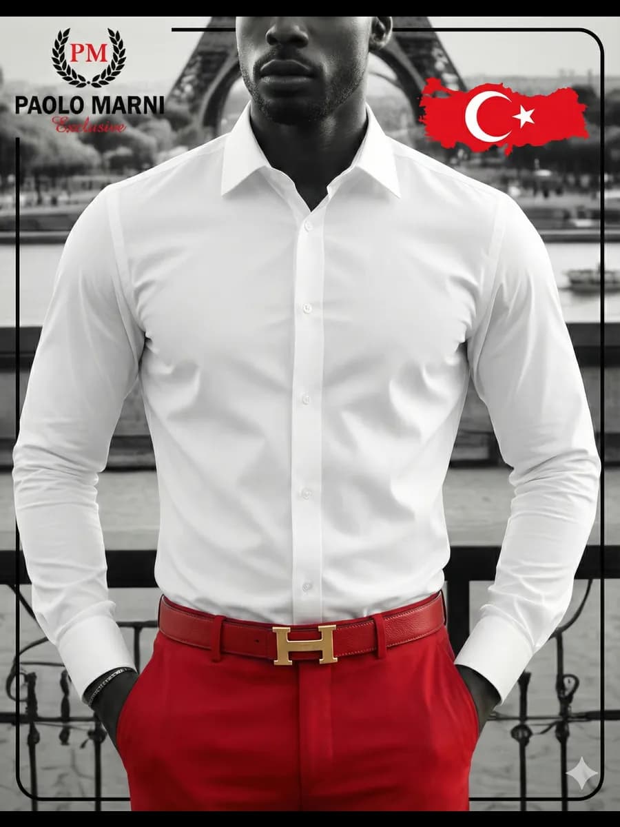 Рубашка с длинным рукавом приталенная классическая мужская