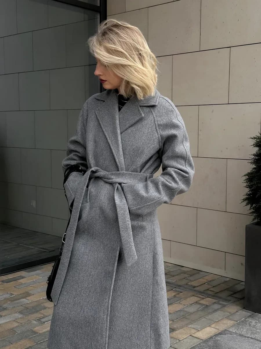 Пальто весеннее серое оверсайз - фото 1