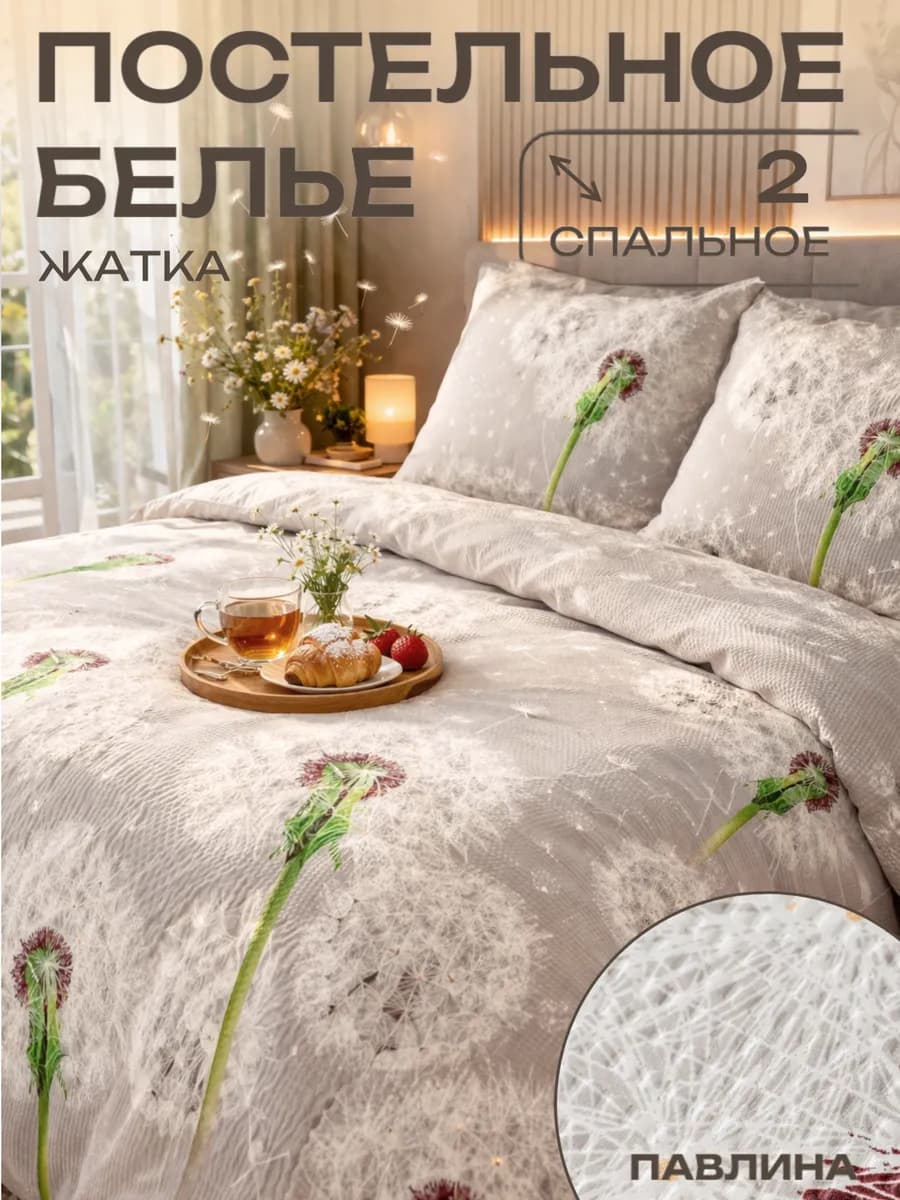 Постельное белье 2 спальное креп жатка наволочки 70х70 - фото 1