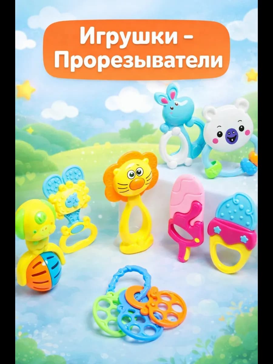 Набор погремушек Яркое настроение 8 шт с прорезывателем