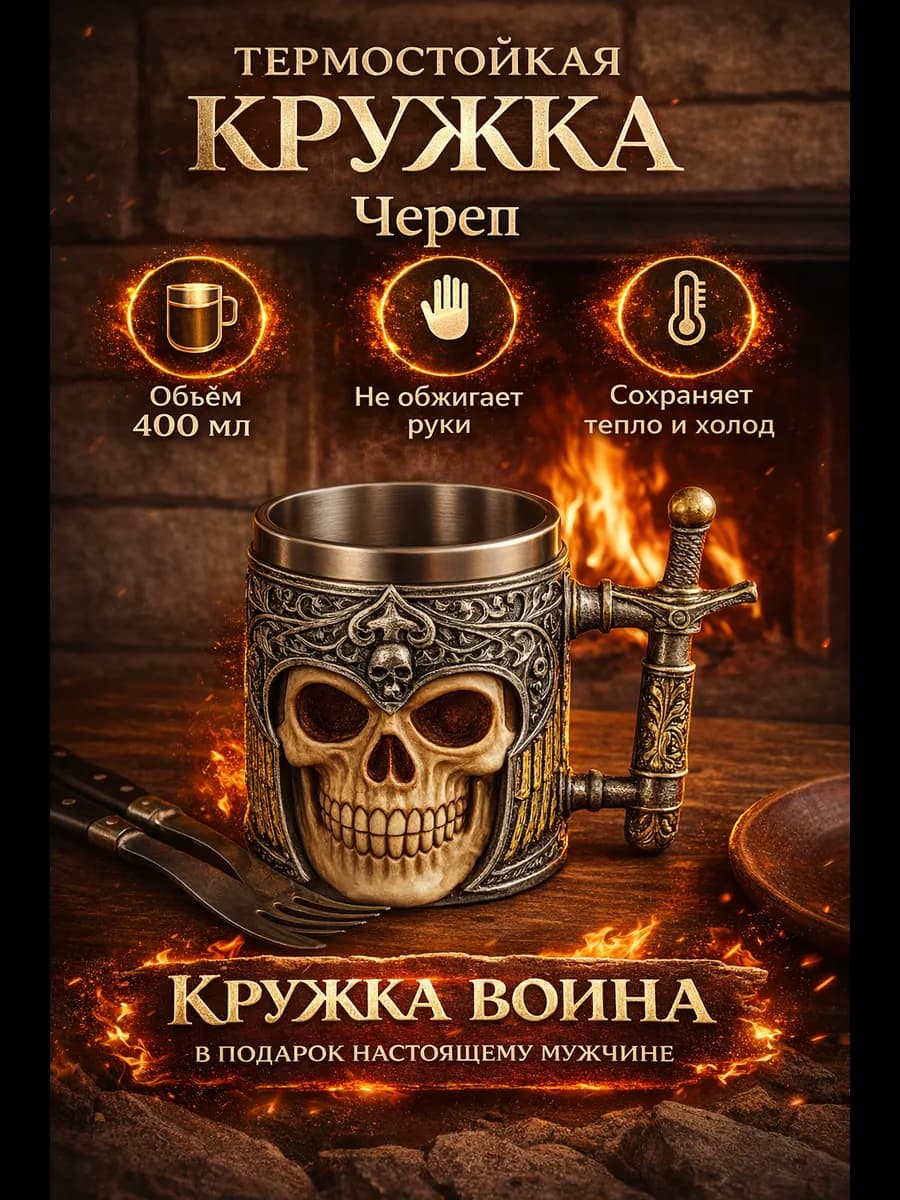 Кружка для чая и кофе «Череп» 400 мл подарочная