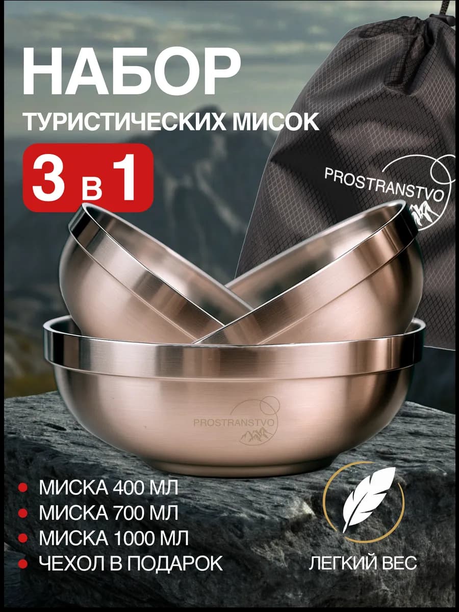 Набор Термо мисок металлические с двойной стенкой