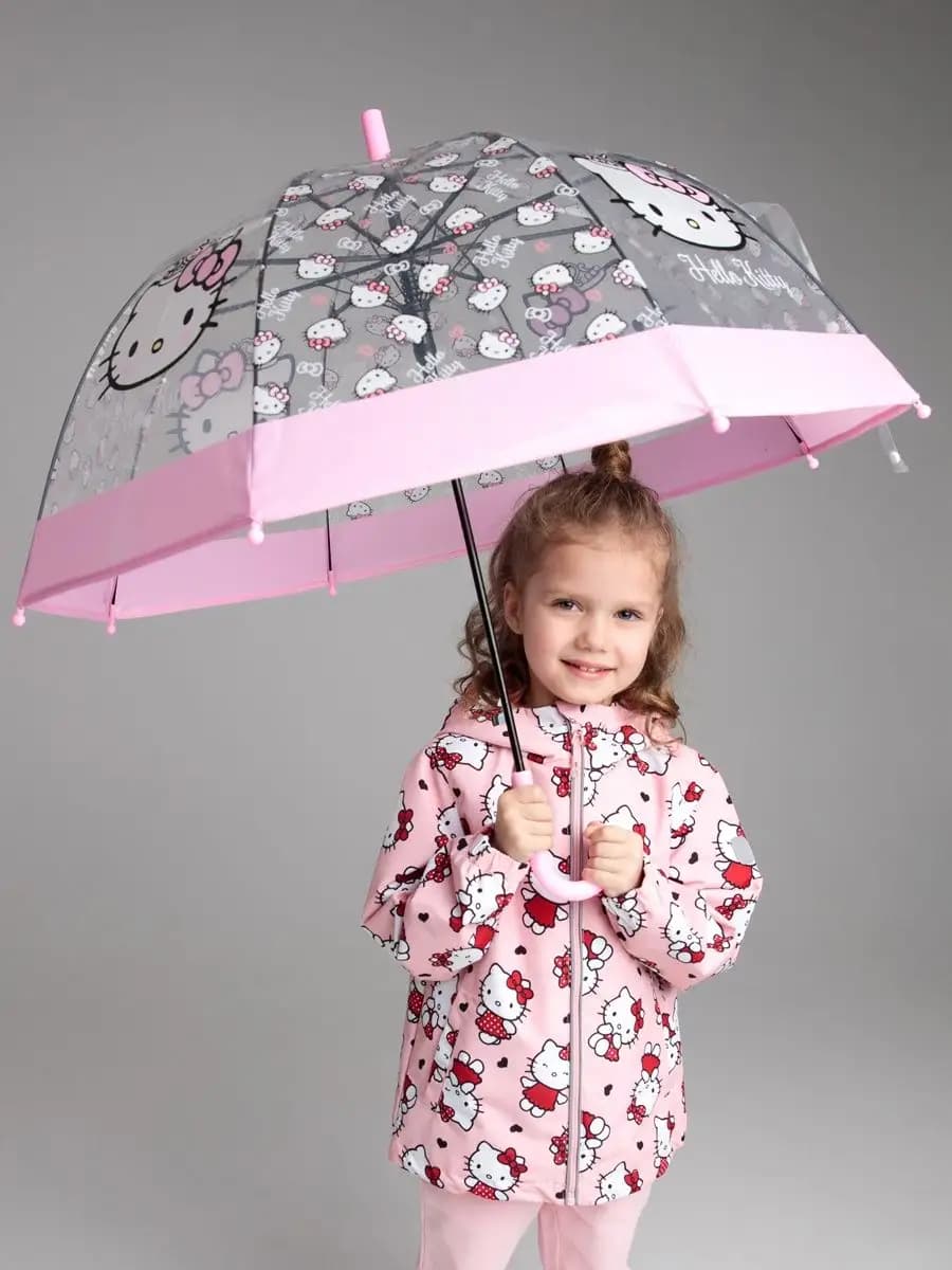 Зонт-трость полуавтомат Hello Kitty
