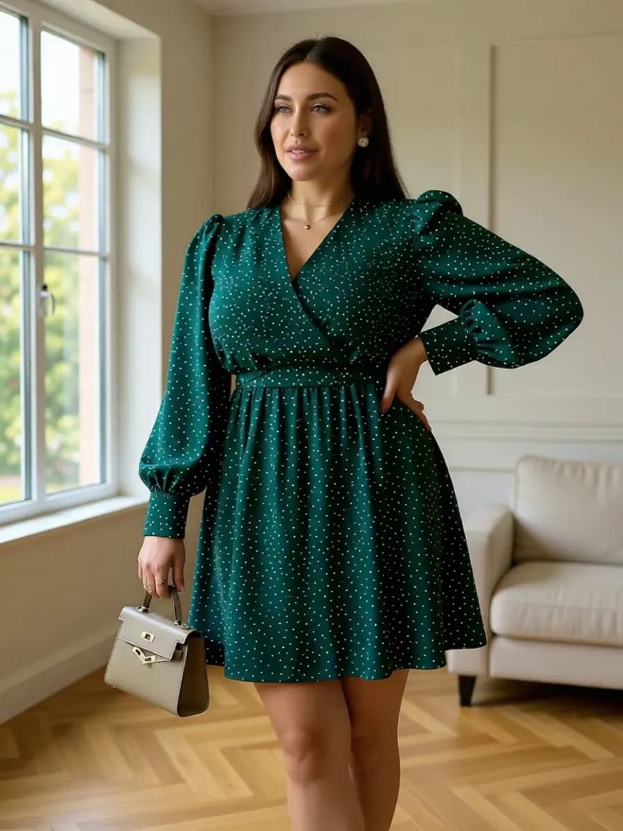 Платье новогоднее праздничное в горошек - фото 1