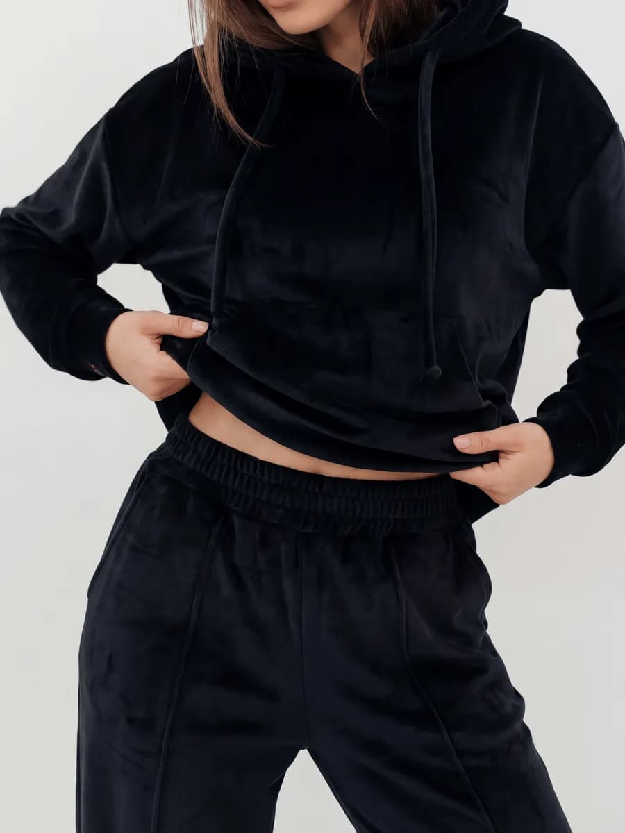 Костюм женский домашний велюровый из худи и брюк