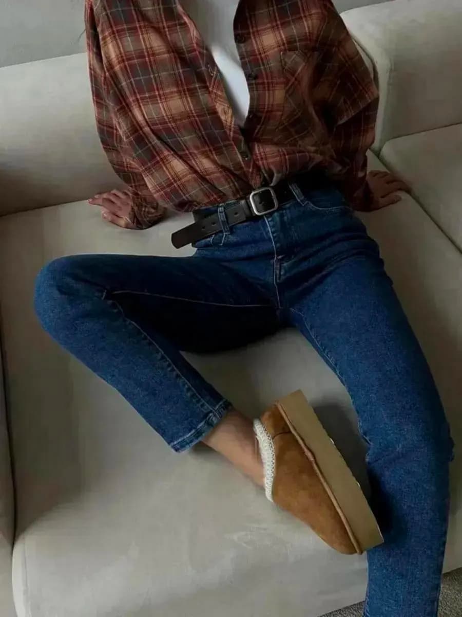 Джинсы мом с высокой посадкой прямые