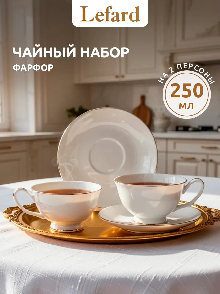 Чайный сервиз фарфоровый на 2 персоны 250 мл