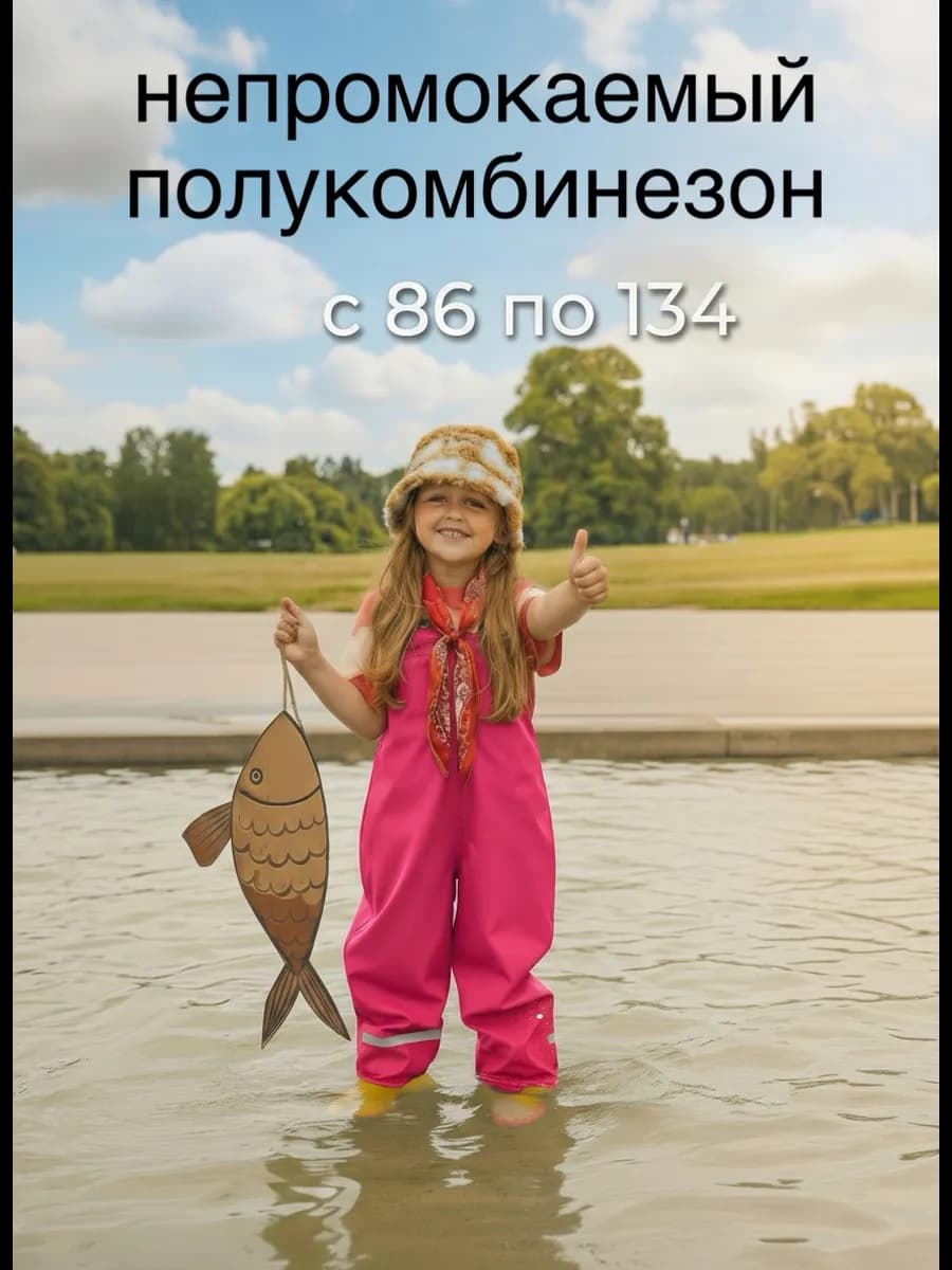 Полукомбинезон непромокаемый грязеотталкивающий для девочки