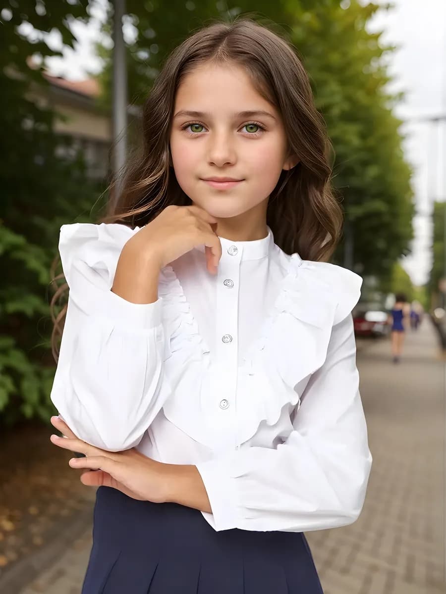Блузка школьная белая нарядная