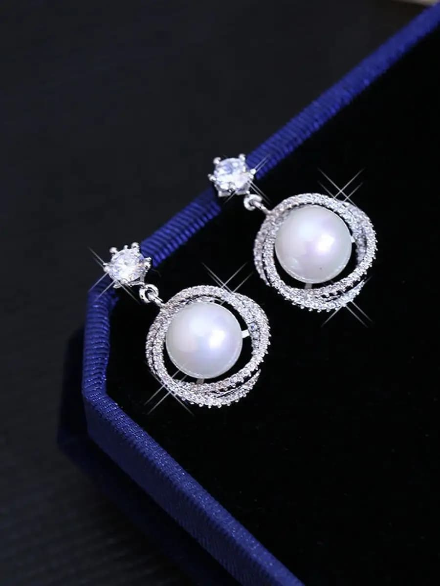 Серьги бижутерия длинные висячие с жемчугом