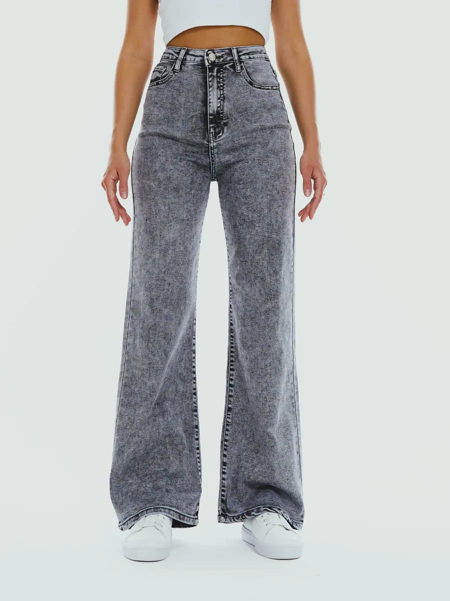Джинсы трубы на высокой посадке широкие Клеш